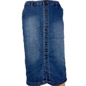 d. jeans Size 12 Midi Button Front Skirt Womens Denim